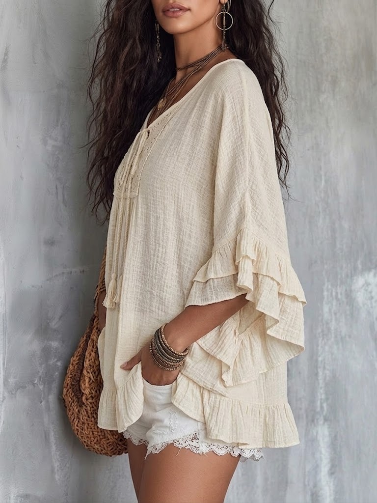 💝💝Women's Ruffle-trimmed Bohemian Top