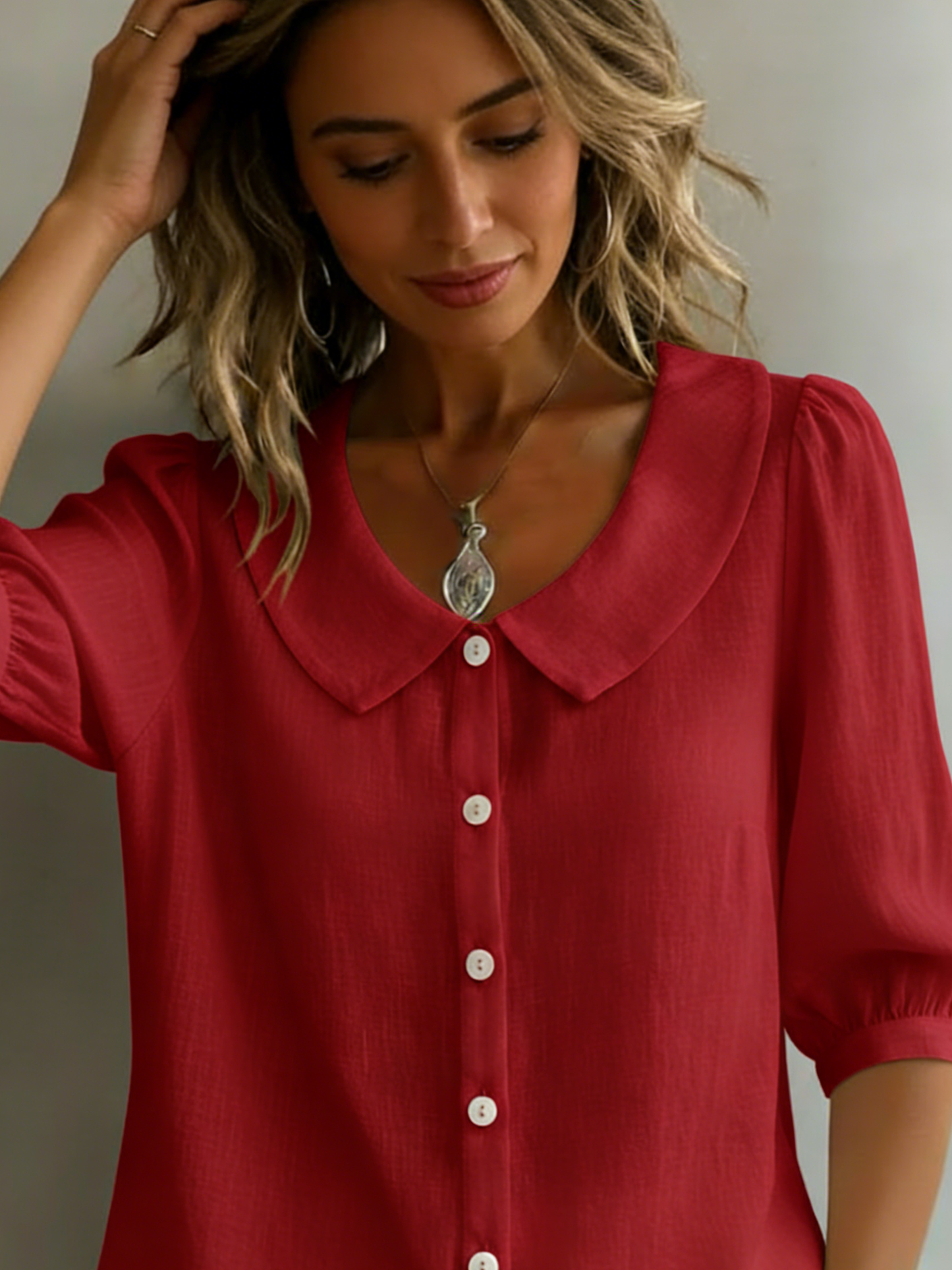📦📦LAST DAY SAVE 49% ⏰ Retro Peter Pan Collar Button-up Cotton Shirt