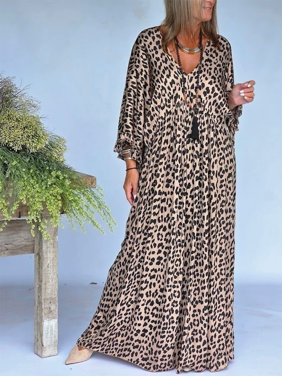 📦📦LAST DAY SAVE 49% ⏰Elegant & Cozy Loose-fit Leopard Print Dress