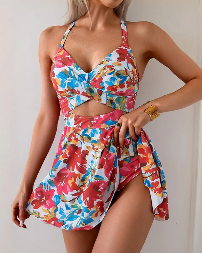 🌷🌷⏳Last Day Special Sale 49% OFF🩱Women's Cutout One Piece Skirt Swimsuit
