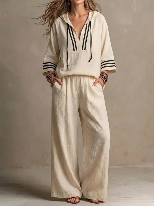 🌷🌷Today 49% off🔥 Women's Casual Loose Cotton-Linen Hooded Set