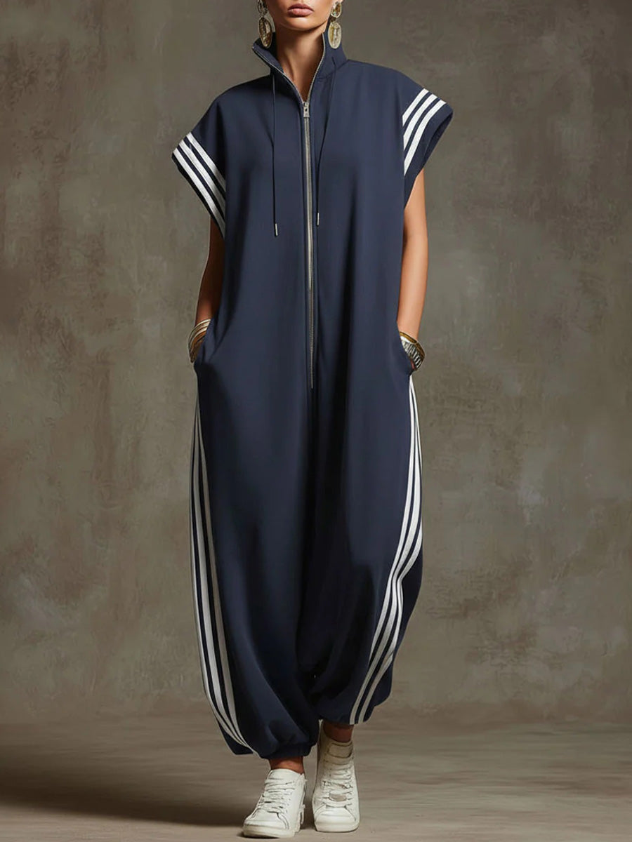 📦📦LAST DAY SAVE 49% ⏰Women's Stand-collar Short-sleeved Casual Loose Cotton Wide-leg Jumpsuit