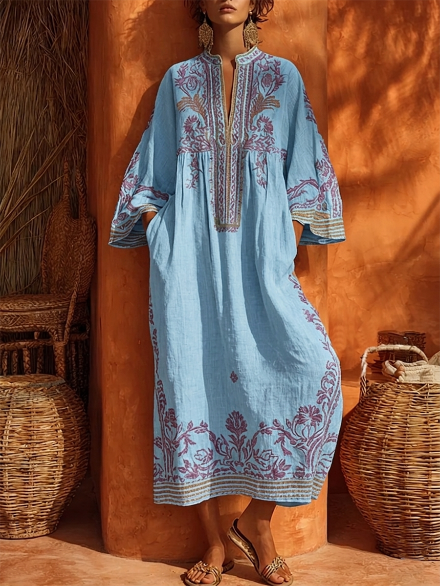 📦📦LAST DAY SAVE 49% ⏰Bohemian Floral Print Cotton-linen Maxi Dress