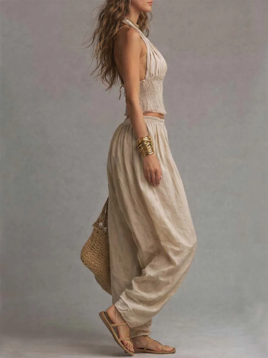 📦📦LAST DAY SAVE 49% ⏰Sexy Boho Halter Top & Wide-leg Pants Two-piece Set