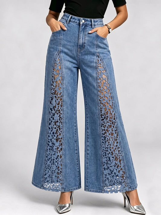 💝💝Stylish Lace-paneled Flared Jeans