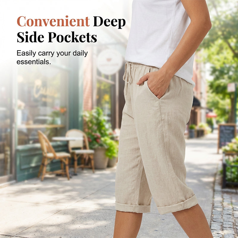 🌷🌷Time-Limited Special Price: 25.99!!⏰Women's Casual Cotton Linen Capris
