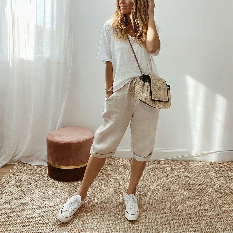 🌷🌷Time-Limited Special Price: 25.99!!⏰Women's Casual Cotton Linen Capris