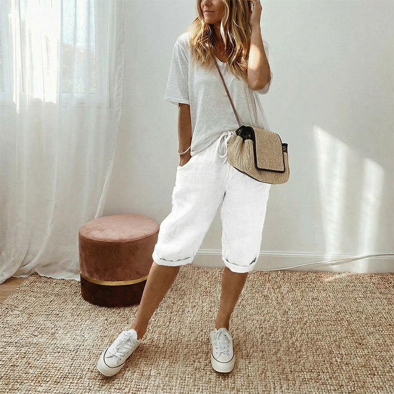 🌷🌷Time-Limited Special Price: 25.99!!⏰Women's Casual Cotton Linen Capris