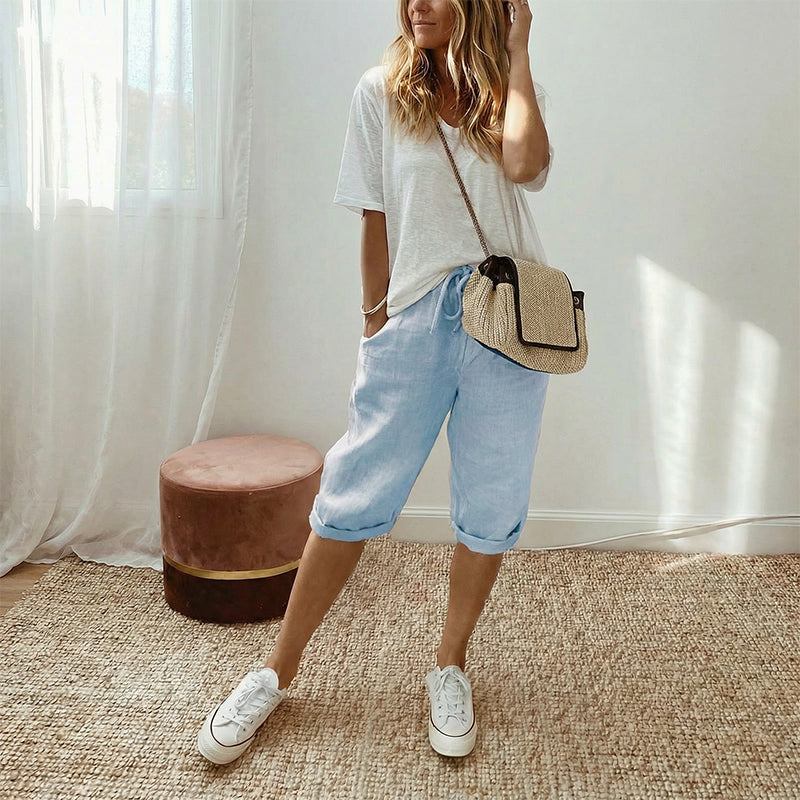 🌷🌷Time-Limited Special Price: 25.99!!⏰Women's Casual Cotton Linen Capris