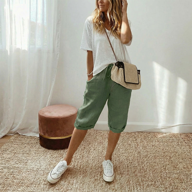 🌷🌷Time-Limited Special Price: 25.99!!⏰Women's Casual Cotton Linen Capris